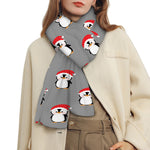 Christmas Santa Penguin Pattern Print Scarf