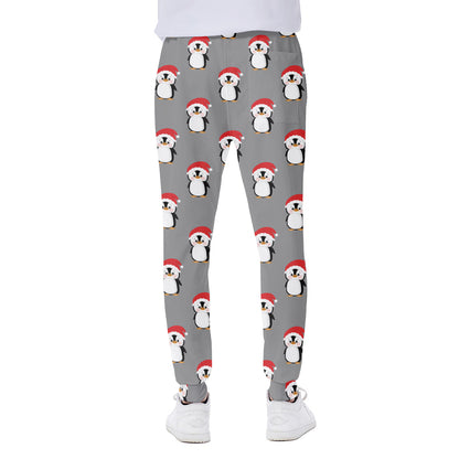 Christmas Santa Penguin Pattern Print Scuba Joggers