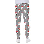 Christmas Santa Penguin Pattern Print Scuba Joggers