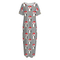 Christmas Santa Penguin Pattern Print Short Sleeve Long Nightdress