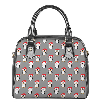 Christmas Santa Penguin Pattern Print Shoulder Handbag