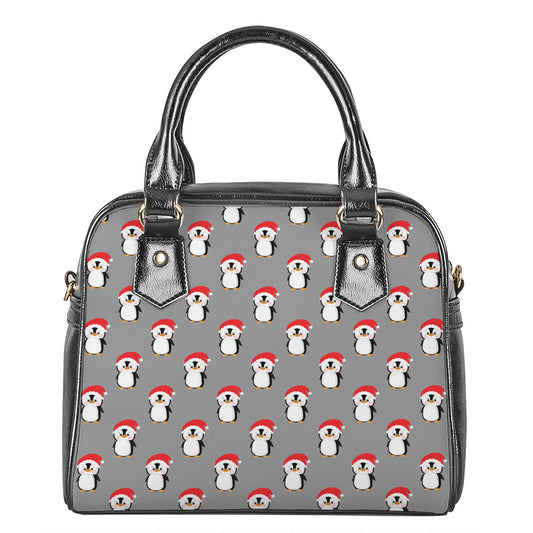 Christmas Santa Penguin Pattern Print Shoulder Handbag