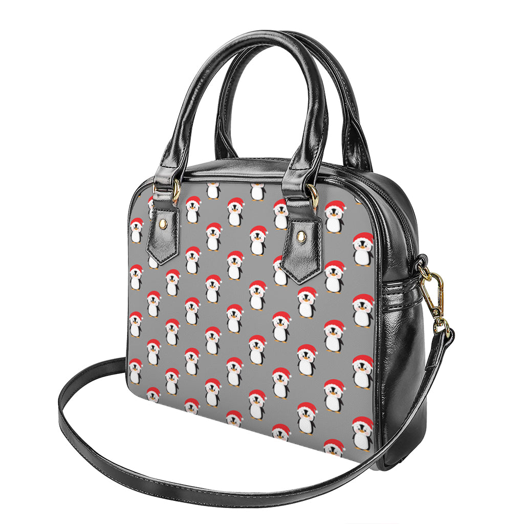 Christmas Santa Penguin Pattern Print Shoulder Handbag