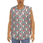 Christmas Santa Penguin Pattern Print Sleeveless Baseball Jersey