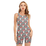 Christmas Santa Penguin Pattern Print Sleeveless One Piece Swimsuit