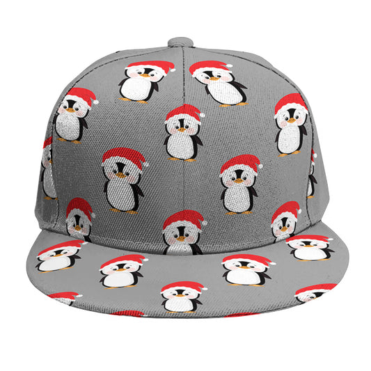 Christmas Santa Penguin Pattern Print Snapback Cap
