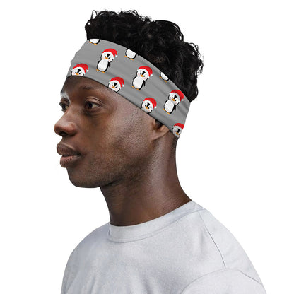 Christmas Santa Penguin Pattern Print Sports Headband