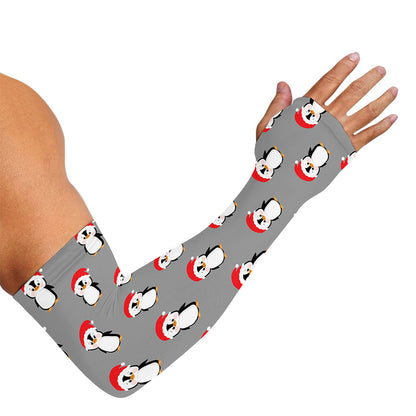 Christmas Santa Penguin Pattern Print Sun Protection Arm Sleeves