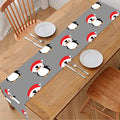 Christmas Santa Penguin Pattern Print Table Runner