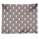 Christmas Santa Penguin Pattern Print Tapestry