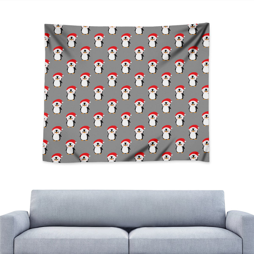 Christmas Santa Penguin Pattern Print Tapestry
