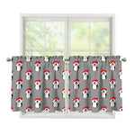 Christmas Santa Penguin Pattern Print Tier Curtains