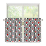 Christmas Santa Penguin Pattern Print Tier Curtains