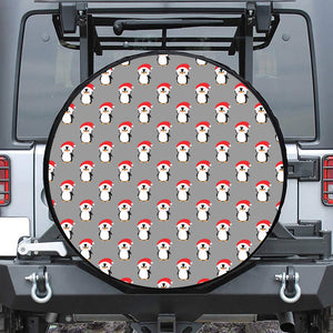 Christmas Santa Penguin Pattern Print Tire Cover