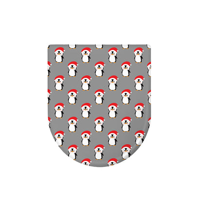 Christmas Santa Penguin Pattern Print Toilet Lid Cover