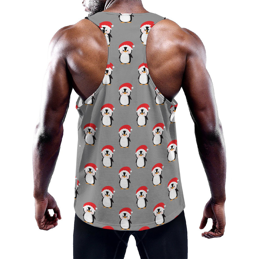 Christmas Santa Penguin Pattern Print Training Tank Top