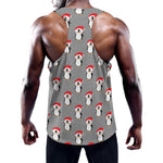 Christmas Santa Penguin Pattern Print Training Tank Top