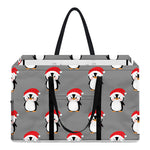 Christmas Santa Penguin Pattern Print Utility Tote Bag