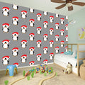 Christmas Santa Penguin Pattern Print Wall Sticker