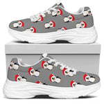 Christmas Santa Penguin Pattern Print White Chunky Shoes
