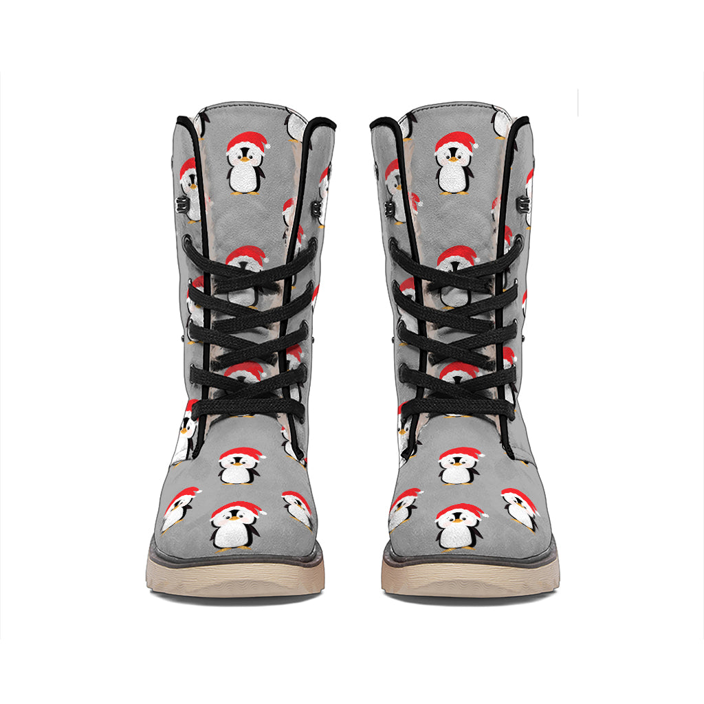 Christmas Santa Penguin Pattern Print Winter Boots