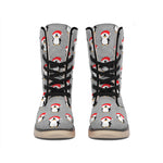 Christmas Santa Penguin Pattern Print Winter Boots
