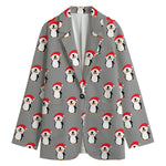 Christmas Santa Penguin Pattern Print Women's Blazer