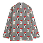 Christmas Santa Penguin Pattern Print Women's Blazer
