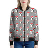 Christmas Santa Penguin Pattern Print Women's Bomber Jacket