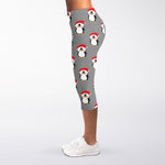 Christmas Santa Penguin Pattern Print Women's Capri Leggings