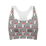 Christmas Santa Penguin Pattern Print Women's Sports Bra