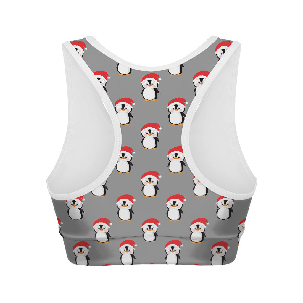 Christmas Santa Penguin Pattern Print Women's Sports Bra