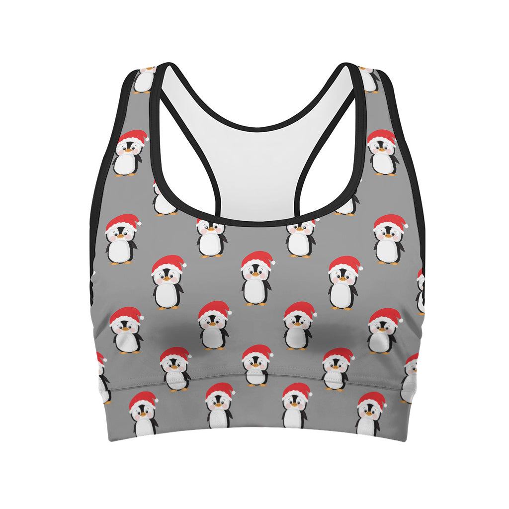 Christmas Santa Penguin Pattern Print Women's Sports Bra
