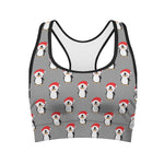 Christmas Santa Penguin Pattern Print Women's Sports Bra