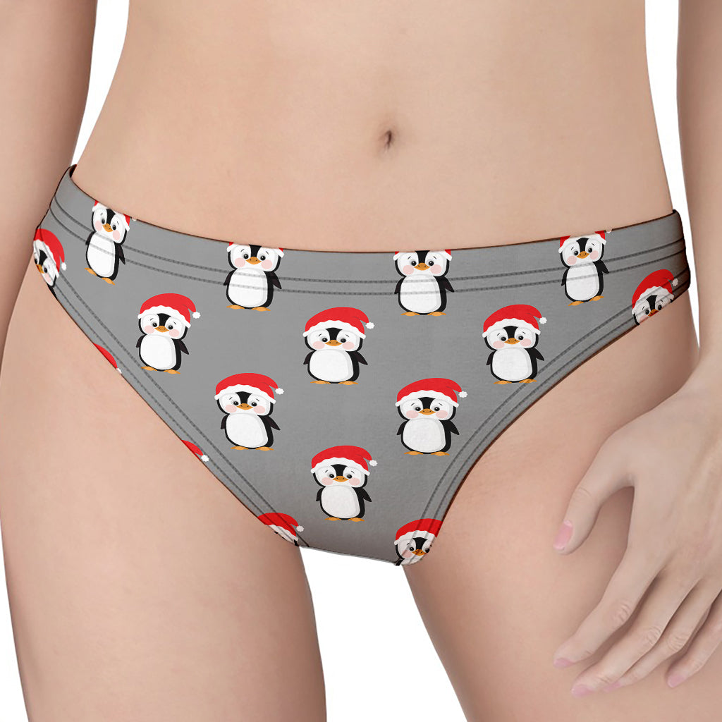 Christmas Santa Penguin Pattern Print Women's Thong