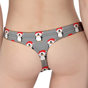 Christmas Santa Penguin Pattern Print Women's Thong