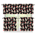 Christmas Santa Pug Pattern Print 3 Piece Kitchen Curtains