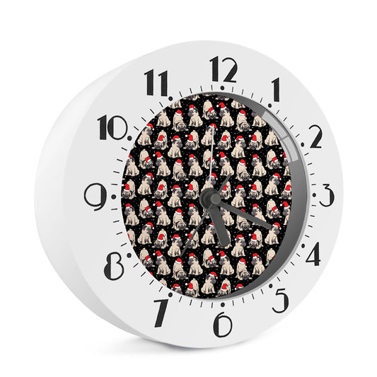 Christmas Santa Pug Pattern Print Alarm Clock