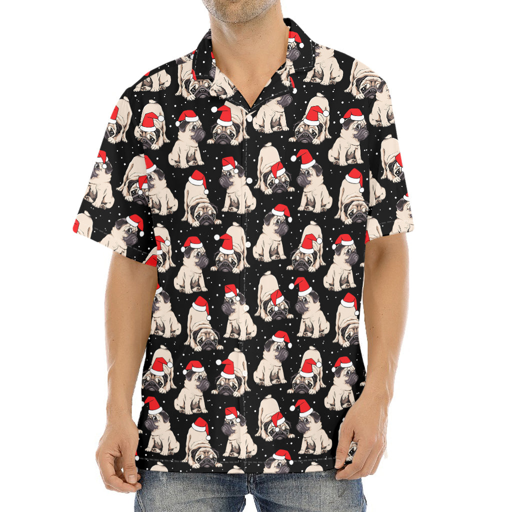 Christmas Santa Pug Pattern Print Aloha Shirt