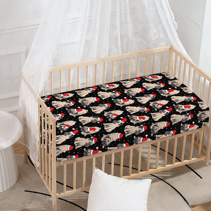 Christmas Santa Pug Pattern Print Baby Crib Sheet