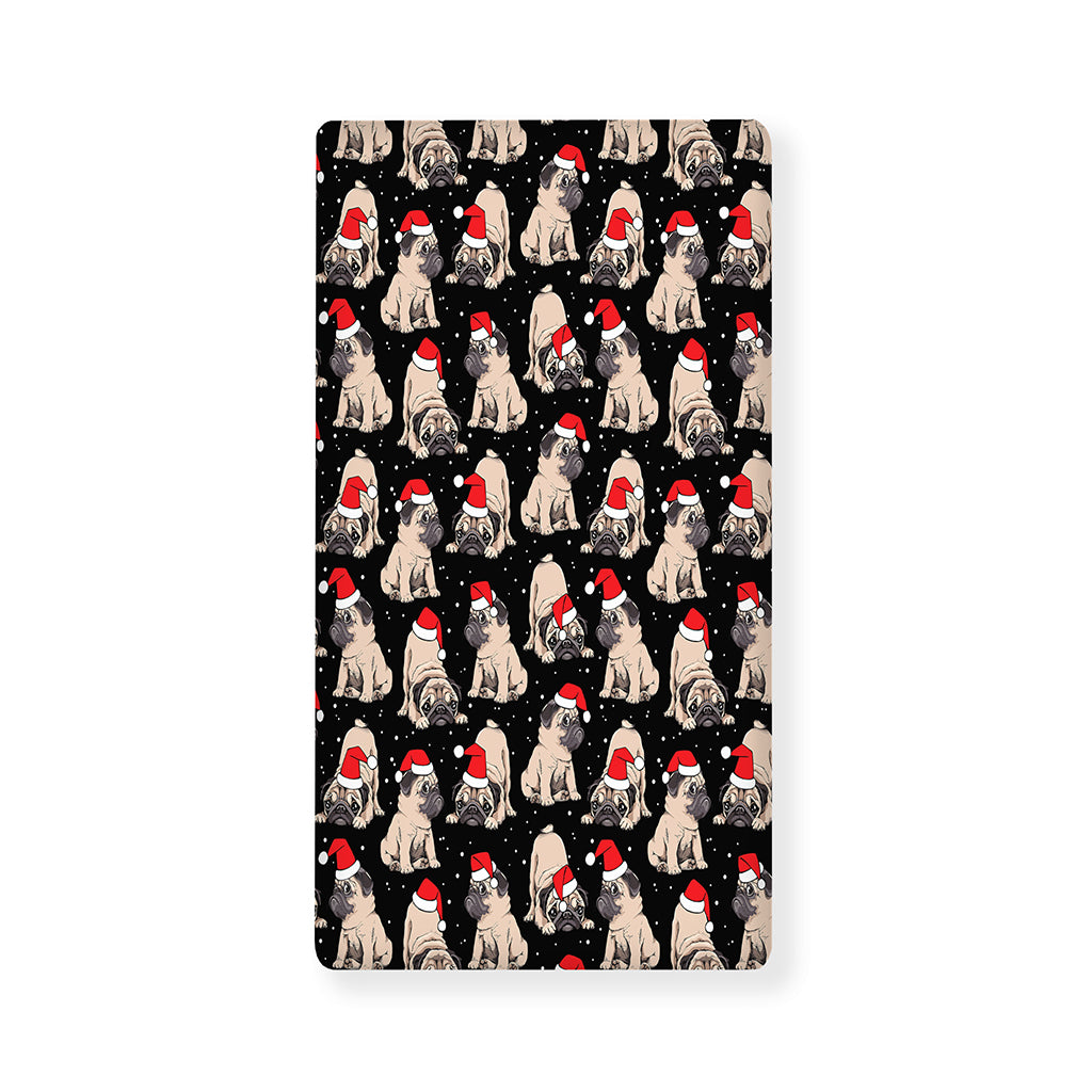 Christmas Santa Pug Pattern Print Baby Crib Sheet