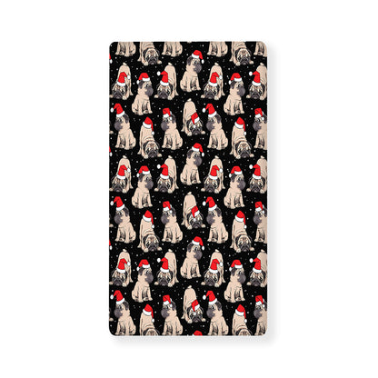 Christmas Santa Pug Pattern Print Baby Crib Sheet