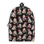 Christmas Santa Pug Pattern Print Backpack