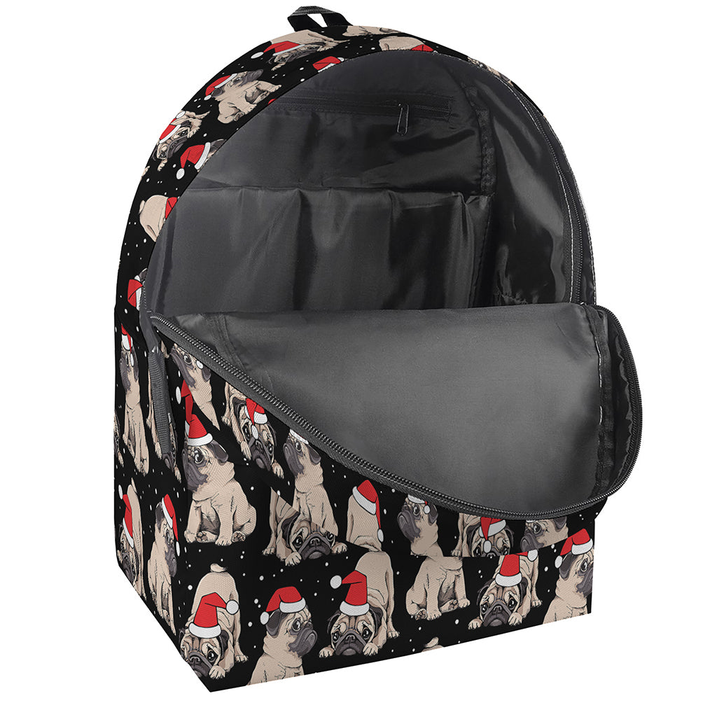 Christmas Santa Pug Pattern Print Backpack