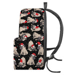 Christmas Santa Pug Pattern Print Backpack