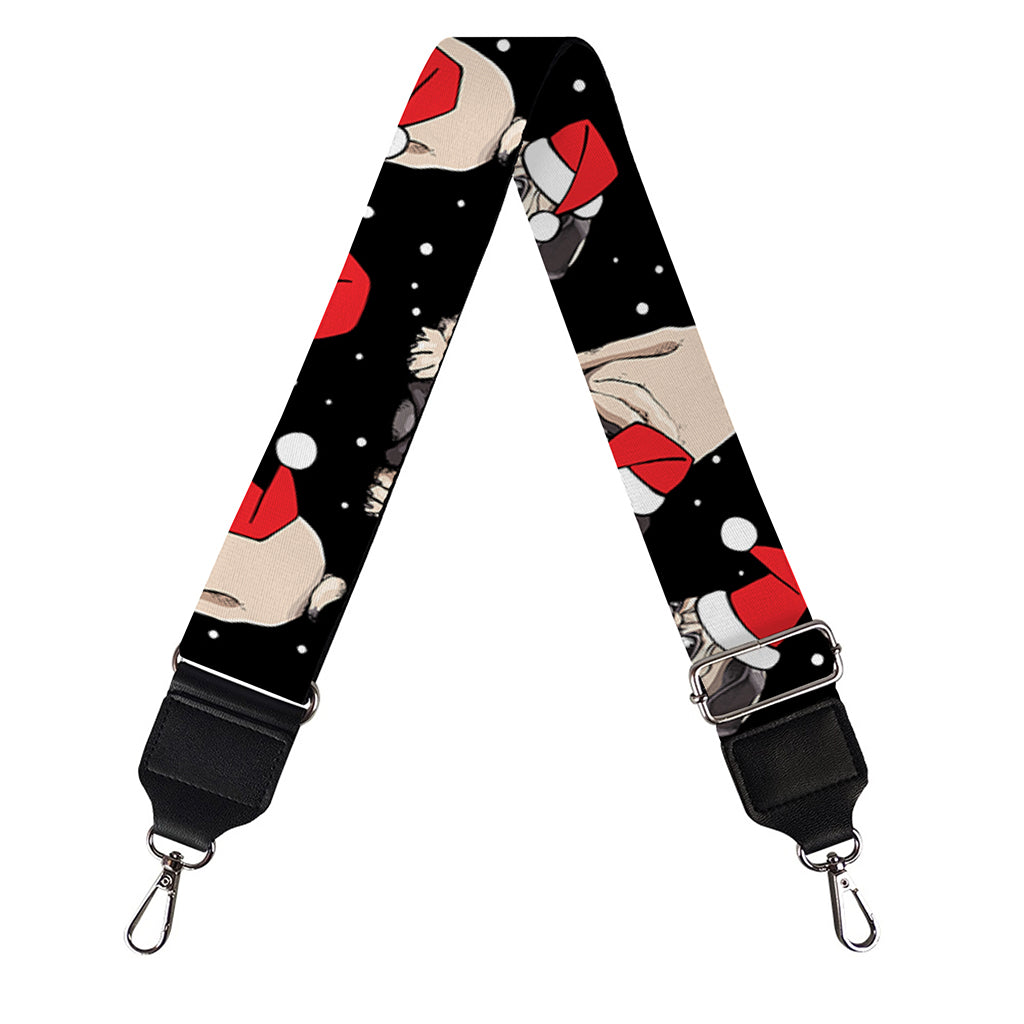 Christmas Santa Pug Pattern Print Bag Strap
