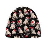 Christmas Santa Pug Pattern Print Beanie