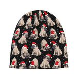 Christmas Santa Pug Pattern Print Beanie