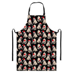 Christmas Santa Pug Pattern Print Bib Apron With Pocket