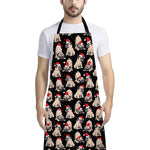 Christmas Santa Pug Pattern Print Bib Apron With Pocket